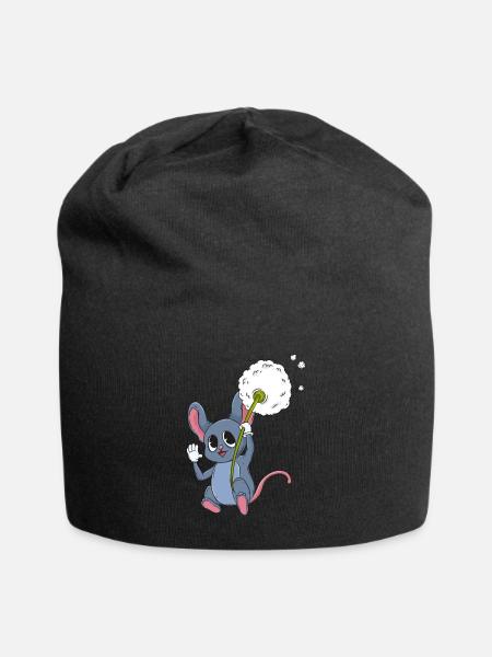 Souris avec pissenlit - Bonnet en jersey - noir