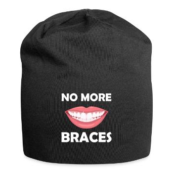 Keine Zahnspangen mehr zeigen Ihr neues Smile-Zitat - Jersey-Beanie - Schwarz - Vorne