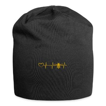 Honigbiene Herzschlag Herz Bienen Königin Imker - Jersey-Beanie - Schwarz - Vorne
