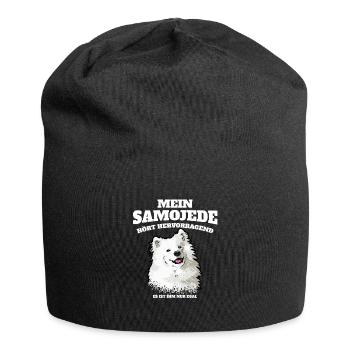 Mein Samojede Hört Hervorragend Ist Ihm Nur Egal - Jersey-Beanie - Schwarz - Vorne