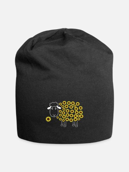 Agneau doux avec tournesol fleur - Bonnet en jersey - noir