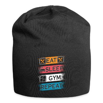 EAT SLEEP GYM REPEAT - Jersey Beanie - black - Front