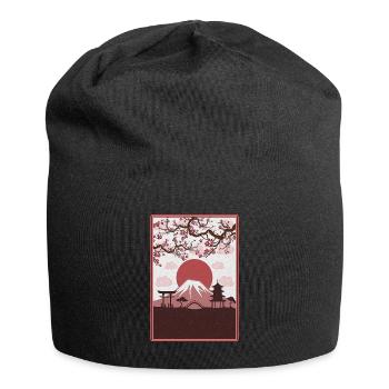Vintage Cherry Blossom Japanese Art Japan - Jersey Beanie - black - Front