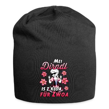 Mei Dirndl is z kloa für Zwoa Damen Trachten Shirt - Jersey-Beanie - Schwarz - Vorne