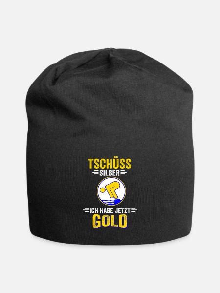 Schwimmen Gold Bestanden Schwimmabzeichen - Jersey-Beanie - Schwarz