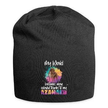 Colorful world thanks to my Azawakh dog - Jersey Beanie - black - Front