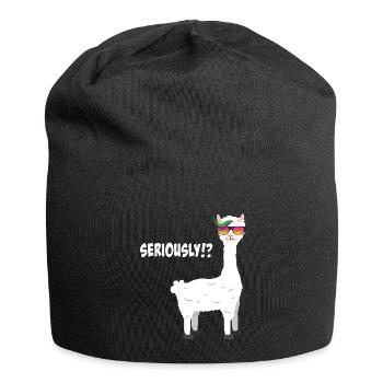 Alpaca, llama funny seriously? Motive - Jersey Beanie - black - Front