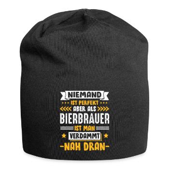 Niemand ist perfekt aber als Bierbrauer nah dran - Jersey-Beanie - Schwarz - Vorne