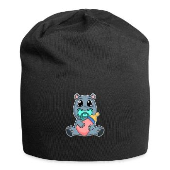 Baby Nilpferd - Jersey-Beanie - Schwarz - Vorne