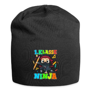 Einschulung Schulkind Ninja 1. Klasse Schulanfang - Jersey-Beanie - Schwarz - Vorne