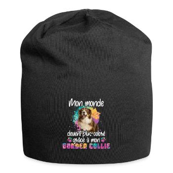 Grâce à mon Border collie chien - Jersey-Beanie - Schwarz - Vorne