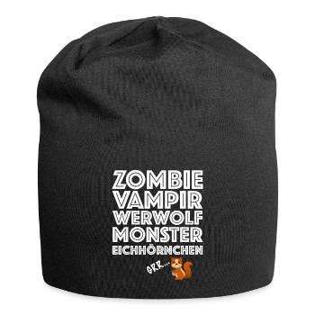 Eichhörnchen, Halloween Zombie Werwolf Monster - Jersey-Beanie - Schwarz - Vorne