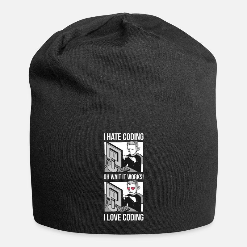 I Love Coding Programmer Cadeau - Bonnet en jersey - noir