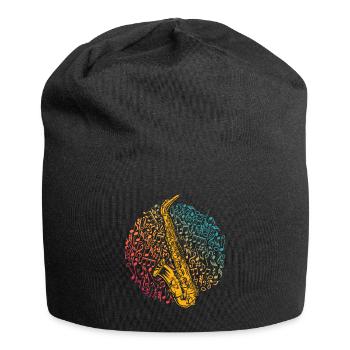 Saxophone Musical Notes Musician Jazz Saxophonist Retro - Jersey Beanie - black - Front