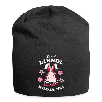 In mei Dirndl kumm i nimma nei Ersatz Tracht - Jersey-Beanie - Schwarz - Vorne