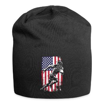 Football Running Wide Receiver USA Flag - Bonnet en jersey - noir - Devant