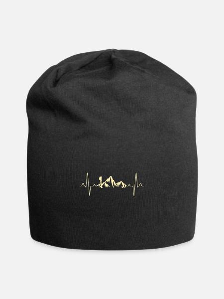 Wandern Berge Herzschlag - Jersey-Beanie - Schwarz