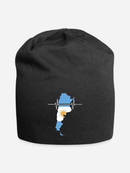 Argentine Drapeau De Battements de coeur Vintage Argentine - Bonnet en jersey - noir