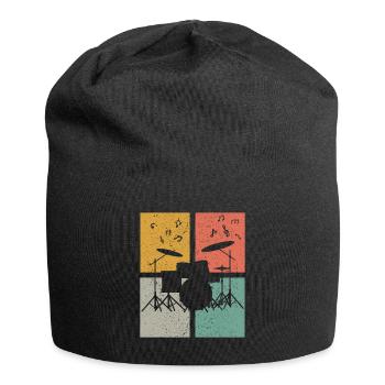 Vintage Drummer Set Musical Instrument Notes - Jersey-Beanie - Schwarz - Vorne