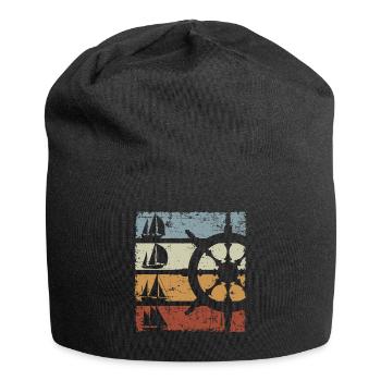 Retro Segelboot - Jersey-Beanie - Schwarz - Vorne
