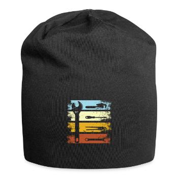 Vintage Tischler Holz Werkzeug Heimwerker - Jersey-Beanie - Schwarz - Vorne