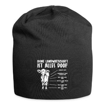 Ohne Landwirtschaft ist alles Doof Kuh Rind Bauer - Jersey-Beanie - Schwarz - Vorne