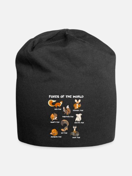 Foxes Of The World Cute Füchse Arten Fuchsart - Jersey-Beanie - Schwarz