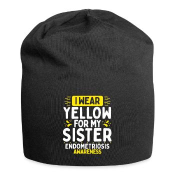 Endometriosis Awareness Yellow Ribbon Twin Sister - Jersey Beanie - black - Front