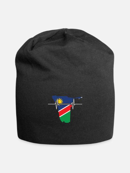 Namibia Herzschlag Flagge Vintage Namibia - Jersey-Beanie - Schwarz