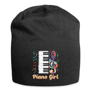 Piano Girl Piano Musical Note Piano Keys Pianist - Jersey Beanie - black - Front