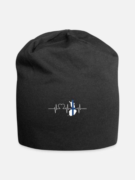 Finnland Herzschlag Flagge Vintage Finnland - Jersey-Beanie - Schwarz