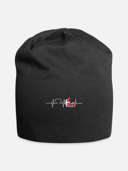 Denmark Heartbeat Flag Vintage Denmark - Jersey Beanie - black