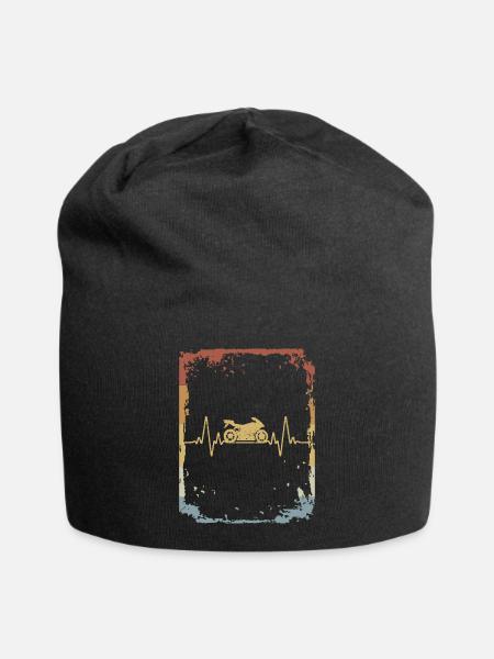 Vintage Heartbeat Motorbike - Jersey Beanie - black
