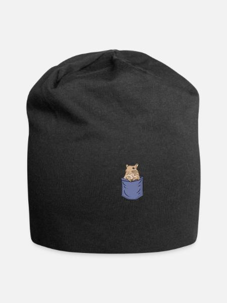 Degu Chest Pocket Nagetier Strauchratte - Jersey-Beanie - Schwarz