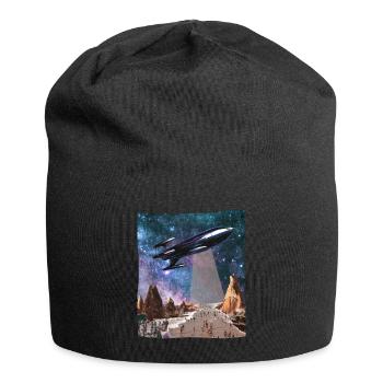 Spaceship Science Fiction Collage Art Shirt - Jersey Beanie - black - Front