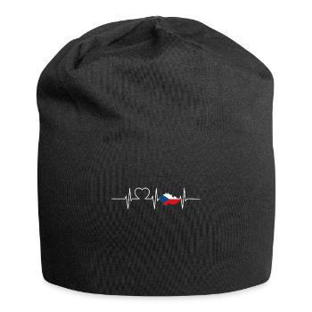 Czech Republic Heartbeat Flag Vintage Czech Republic - Jersey Beanie - black - Front