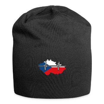 Czech Republic Heartbeat Flag Vintage Czech Republic - Jersey Beanie - black - Front