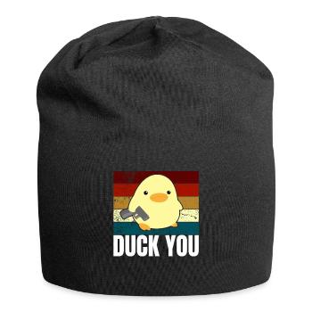 Duck You Ente mit Pistole Meme Duck with Gun Humor - Jersey Beanie - black - Front