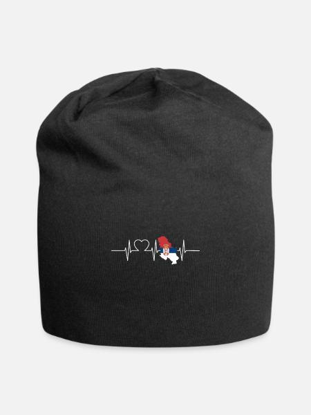 Serbien Herzschlag Flagge Vintage Serbien - Jersey-Beanie - Schwarz