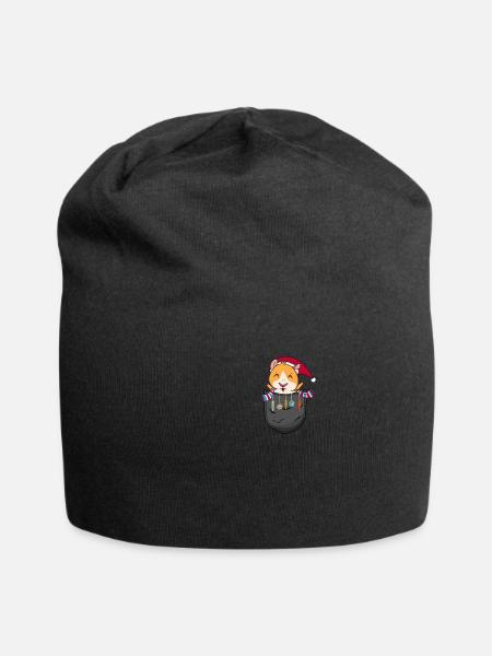Guinea Pig Animal in Pocket Gift - Jersey Beanie - black