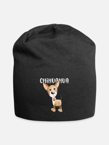 Happy Chihuahua Hund - Jersey-Beanie - Schwarz