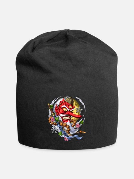 Japanischer Dämon Tengu - Jersey-Beanie - Schwarz