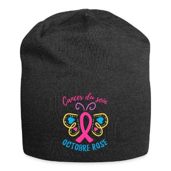 Octobre Ruban Rose Cancer du Sein Sensibilisation - Bonnet en jersey - charbon - Devant