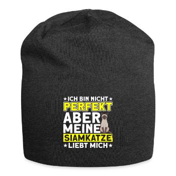 Siam Katze Katzenliebhaber Siamkatze Geschenk - Jersey-Beanie - Anthrazit - Vorne