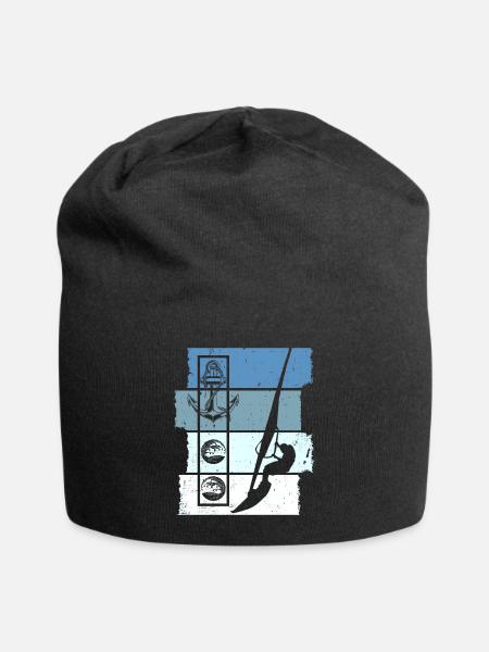 Windsurfen Retro - Jersey-Beanie - Schwarz