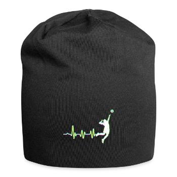 Volleyball Herzschlag Aufschlag Schmetterball - Jersey-Beanie - Schwarz - Vorne