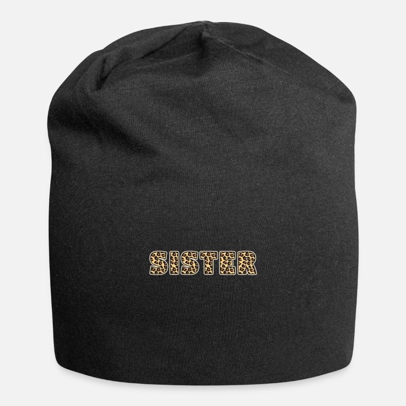 Sister Leopard Pattern Gift - Jersey Beanie - black
