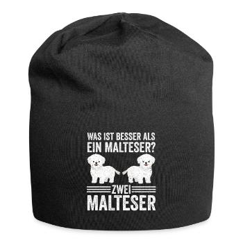 Zwei Malteser Hund Malteser - Jersey-Beanie - Schwarz - Vorne