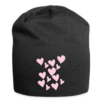 Zart Rosa Herzen - Jersey-Beanie - Schwarz - Vorne