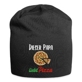 Pizza Papa Spruch Italien Essen Herren Geschenk - Jersey-Beanie - Schwarz - Vorne
